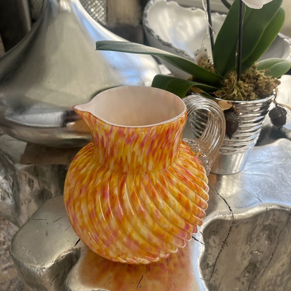 Made by web in England Victorian glass swirl rib, optic Polychrome ball pitcer - Picture 10 of 15